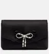 Jimmy Choo Soft Bow Mini Embellished Satin Clutch In Black
