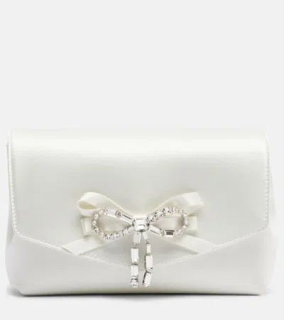Jimmy Choo Soft Bow Mini Embellished Satin Clutch In White
