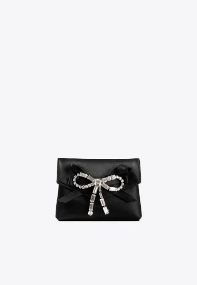 Jimmy Choo Soft Card Holder With Chain In Black
