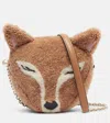 Jimmy Choo Soft Fox Mini Shearling Shoulder Bag In Sand