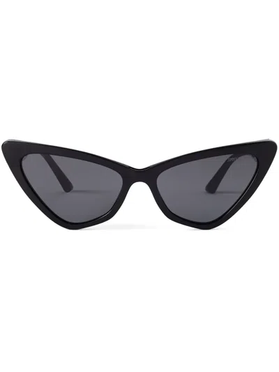 Jimmy Choo Jc Logo Acetate Cat-eye Sunglasses In Black