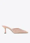 Jimmy Choo Solar 70 Crystal Suede Mules In Pink