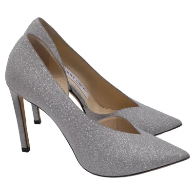Jimmy Choo Sophia 100 Pumps In Silver Glitter In Metallic