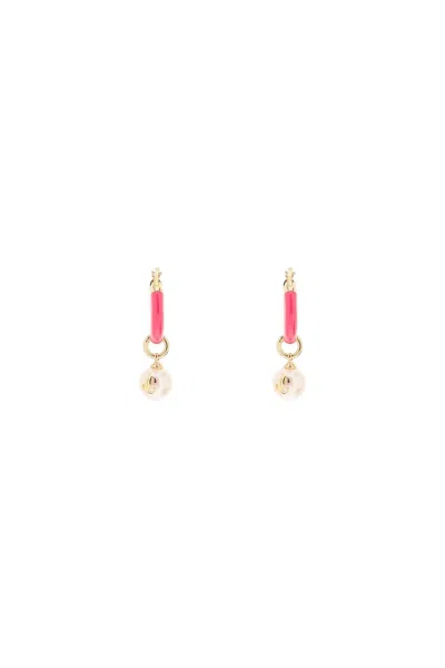 Jimmy Choo Sophisticated Hoop Earrings With Removable Pearl Charm In Multicolor