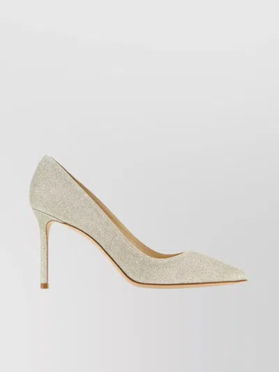 Jimmy Choo Sparkling Pointed Stiletto Heel Pumps In White