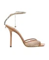 Jimmy Choo Embellished Strap Open Toe Stiletto Heel Sandals In Nude