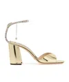 Jimmy Choo Saeda 85 Embellished Metallic Leather Sandals In Nude