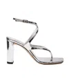 Jimmy Choo Mirror Effect Leather Sandal Silver Color In White