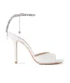 Jimmy Choo Saeda 100 Crystal-embellished Satin Sandals In White
