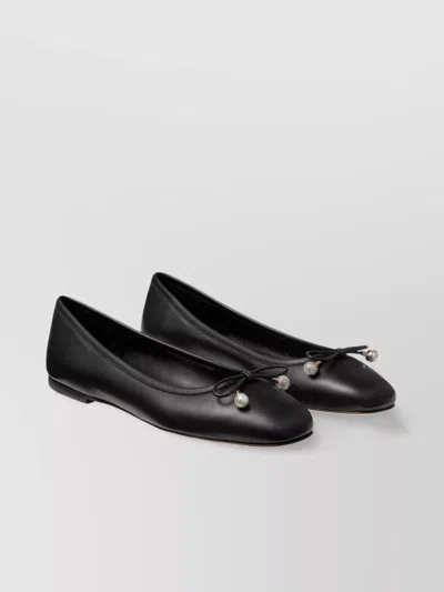 Jimmy Choo Square Toe Ballerina Pearl Bow