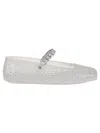 Jimmy Choo Square Toe Ballerinas With Crystal Strap In Silver