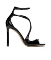 Jimmy Choo Womens Black Azia 110 Strappy Patent Leather Sandals In Black
