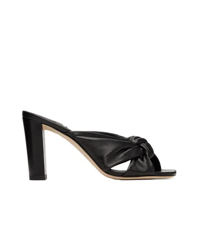 JIMMY CHOO SQUARE TOE HIGH HEEL SANDALS