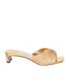 Jimmy Choo Annika 35 Metallic Raffia-jacquard Mules In Gold