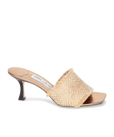 Jimmy Choo Square Toe High Heel Sandals In Brown