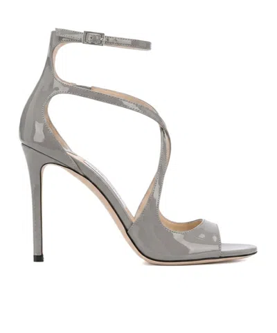 Jimmy Choo Square Toe High Heel Sandals In Gray