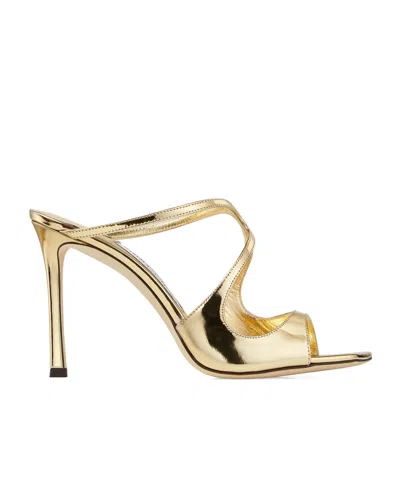JIMMY CHOO SQUARE TOE HIGH HEEL SANDALS