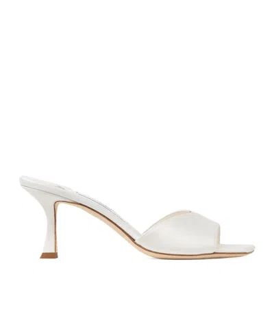 JIMMY CHOO SQUARE TOE HIGH HEEL SANDALS