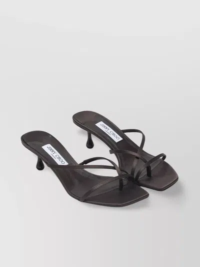 Jimmy Choo Square Toe Kitten Heel Strappy Mules