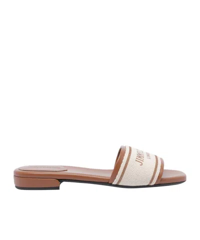JIMMY CHOO JIMMY CHOO JOA LOGO PRINTED FALT SANDALS
