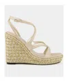 Jimmy Choo Square Toe Wedge Sandals In Neutral
