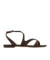 Jimmy Choo Ayla Brown Sandals With Square Toe And Ankle Buckle Closure In Suede Woman In Black