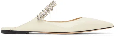 JIMMY CHOO SSENSE EXCLUSIVE OFF-WHITE BING FLAT SLIPPERS