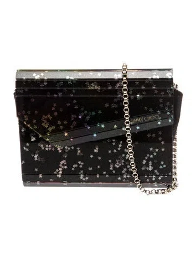 Pre-owned Jimmy Choo Star Acrylic Clutch Shoulder Bag In Black