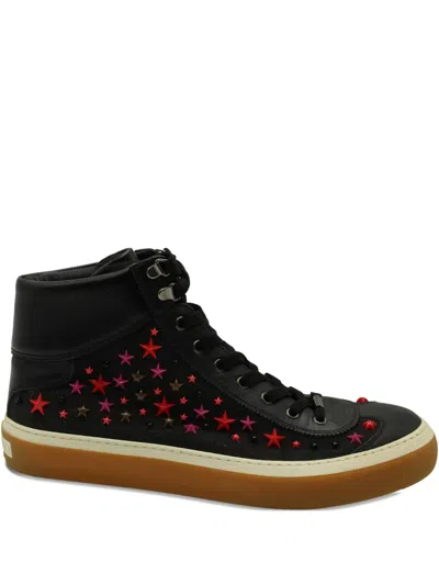 Pre-owned Jimmy Choo Star-embellished High Top Sneakers In Black