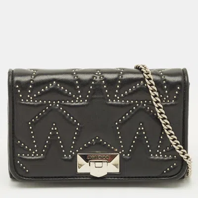 Jimmy Choo Star Studded Helia Black Leather Shoulder Bag