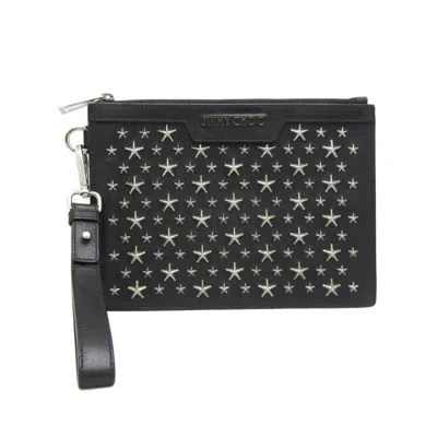Pre-owned Jimmy Choo Star Studs Leather Clutch Bag () In Black