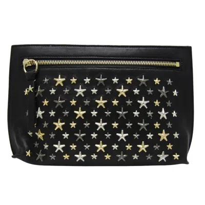 Pre-owned Jimmy Choo Star Studs Leather Clutch Bag () In Black