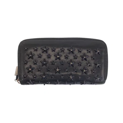 Jimmy Choo Star Studs Leather Wallet In Black