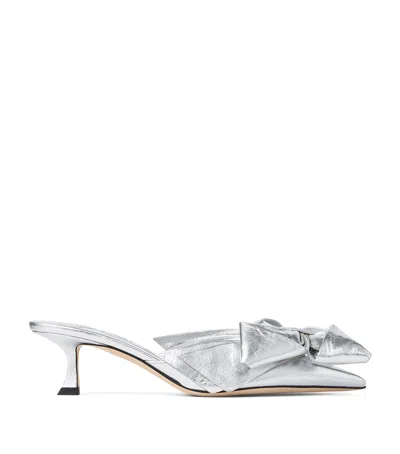 JIMMY CHOO STAZ 50 METALLIC LAMBSKIN MULES