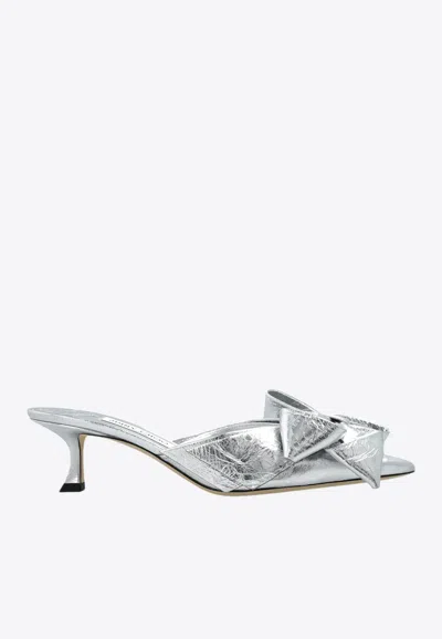 JIMMY CHOO STAZ 50 METALLIC LEATHER MULES
