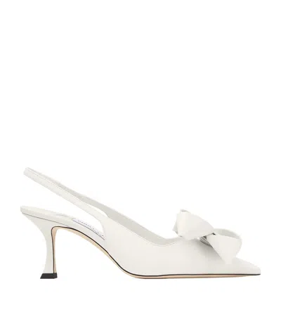 Jimmy Choo Staz 70 Calfskin Slingback Pumps In White
