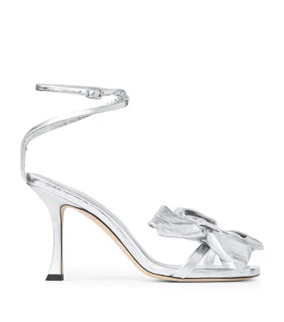 Jimmy Choo Staz 90 Metallic Lambskin Sandals In Silver