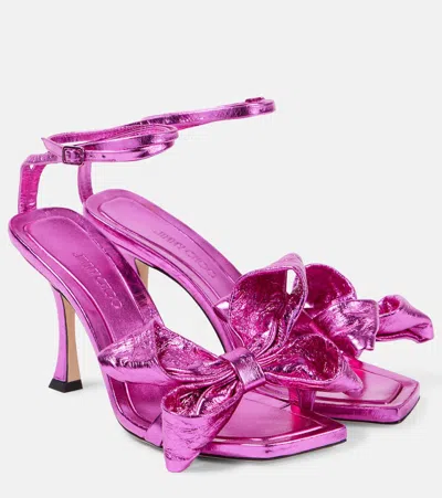 Jimmy Choo Staz 90 Metallic Leather Sandals In Pink