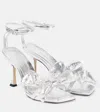 Jimmy Choo Staz 90 Metallic Leather Sandals In Silver