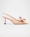 Jimmy Choo Staz 70 Oversized Bow Slingback Pumps In Macaron