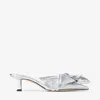 Jimmy Choo Staz Silver Shoe Tac Bow Destal 5cm In Silver/silver