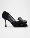 Jimmy Choo Staz Nylon Mesh Bow Pumps In Black