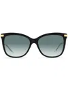 Jimmy Choo Steff 55mm Cat Eye Sunglasses In 8079o Black/gold
