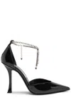 Jimmy Choo Stevie 100 Crystal-embellished Pumps In Patent Leather In Black