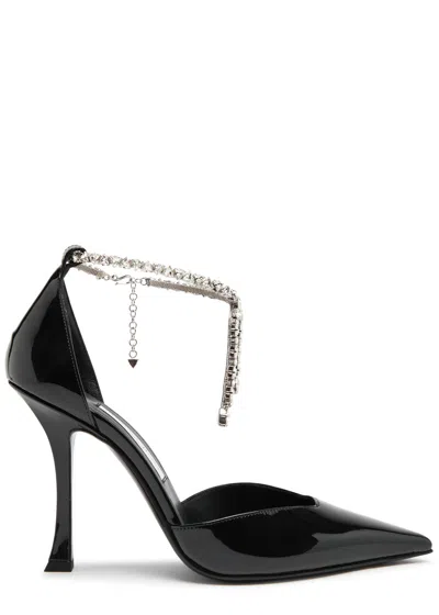 JIMMY CHOO JIMMY CHOO STEVIE 100 CRYSTAL-EMBELLISHED PATENT LEATHER PUMPS