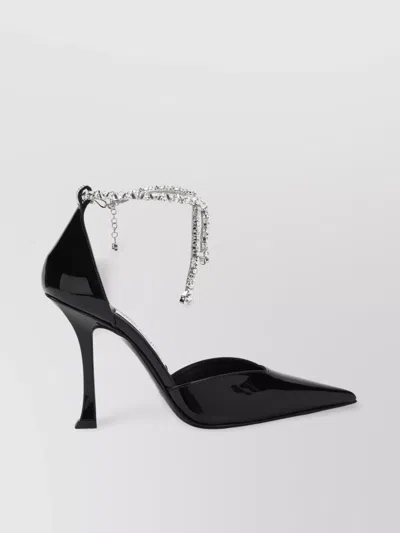 JIMMY CHOO STEVIE 100 CRYSTAL STRAP PATENT PUMPS