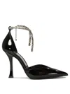 Jimmy Choo 'stevie' Black Pumps With Crystal Embellished Strap And High Sculpted Heel
