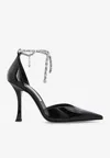 Jimmy Choo Stevie 100 Crystal-embellished Pumps In Patent Leather In Black