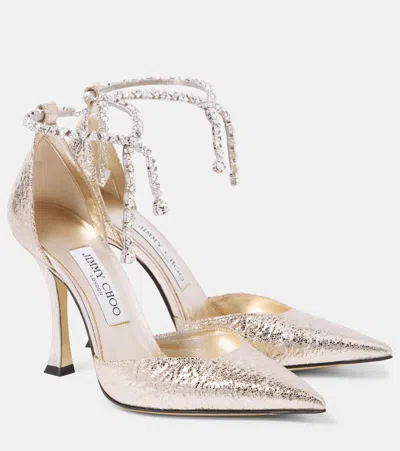 Jimmy Choo Stevie 100 Metallic Faux Leather Pumps In Gold