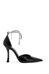 Jimmy Choo Stevie 100 Patent Leather Sandal With Crystal Anklet In Black